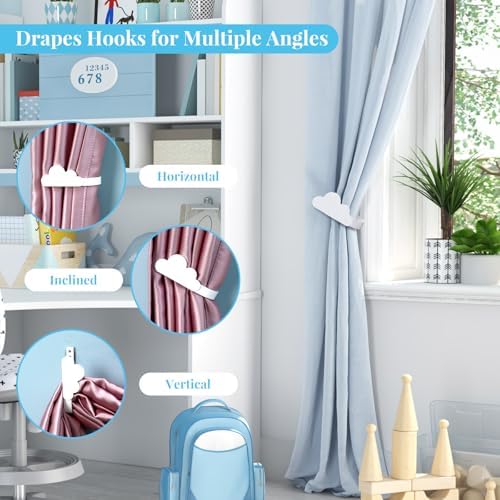 Briwooody 2 Pcs Cloud Curtain Holdbacks Acrylic White Curtain Tiebacks - Image 4
