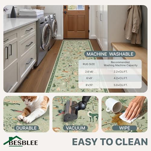 BESBLEE 2X7 Washable Kitchen Runner Rug, Animal Non Slip - Image 5