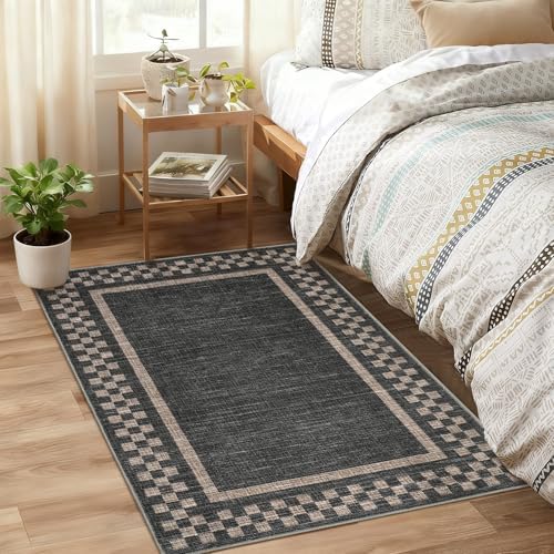 GarveeHome Small Washable Area Rug 2x3 Checkered Entry Kitchen Rug - Image 2