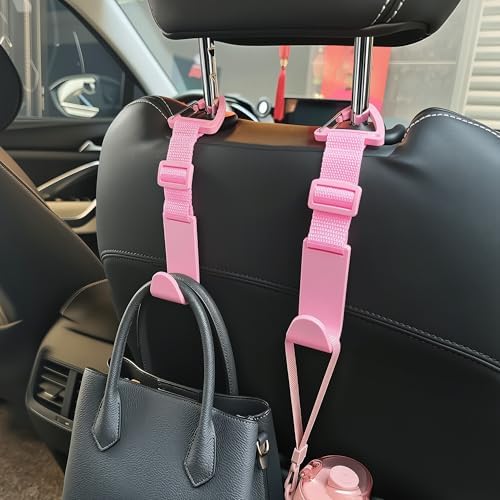 Amooca 4 Pack Anti-drop Headrest Hooks Adjustable Car Seat Organizer - Image 2