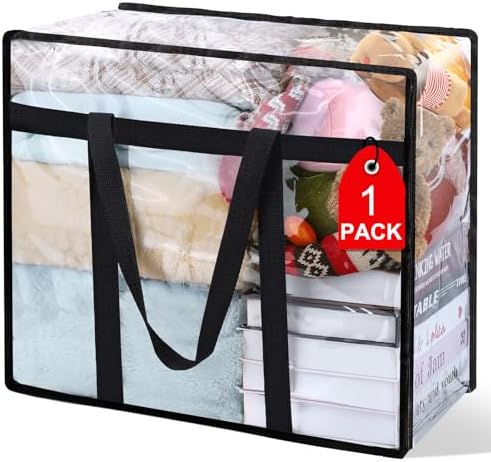 1Pack Clear Blanket Storage Bags, Vinyl Comforter Clothes Storage Closet by Besslly