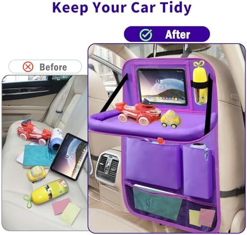 Car Backseat Organizer with Tray, Seat Back Table Holder with 6 Storage Pockets - Image 5