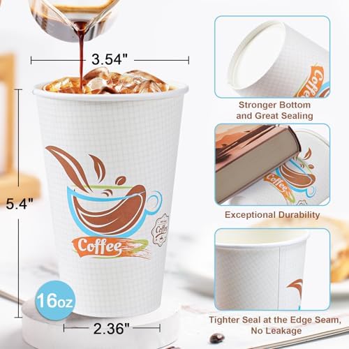 Lamosi 180 Pack 16 oz Coffee Cups, Disposable Paper Cups No Lids - Image 2