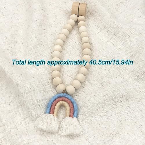 2 Pieces Wooden Beaded Curtain Tiebacks, Tassel Curtain Buckles Magnetic - Image 2