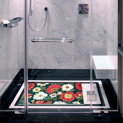 Shower Mat Non Slip, Colorful Flowers Anti Slip Bath Mat - Image 6