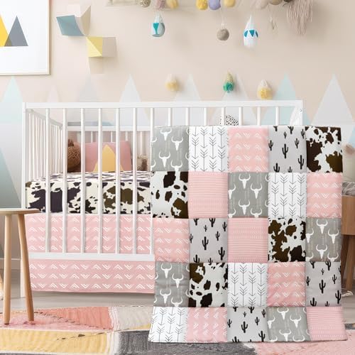 Hahafelt 3 Piece Patchwork Western Cowgirl Crib Bedding Set by Hahafelt
