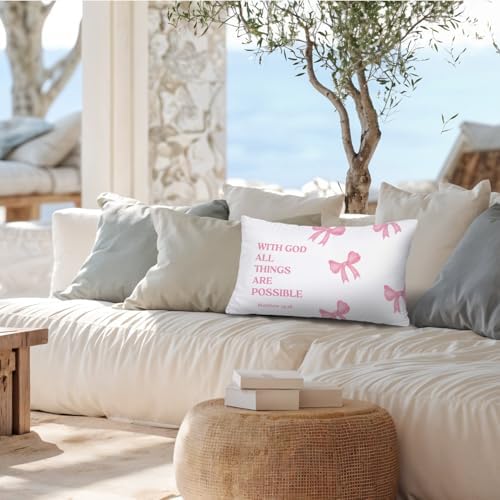 Coquette Pink Bow Christian 12x20 Pillow Cover, Coquette Room Decor, - Image 7