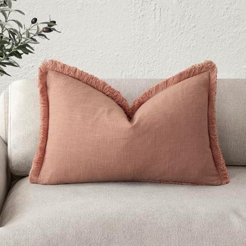 Foindtower Decorative Linen Fringe Lumbar Throw Pillow Covers Cozy Boho by Foindtower
