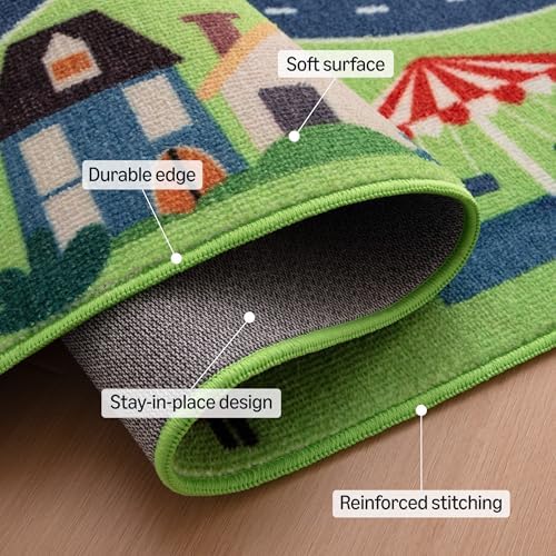 Amazon Basics Kids Washable Round Area Rug, Circle Printed Carpet Play Mat - Image 3