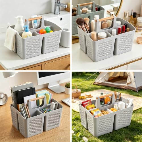Haundry Plastic Light Gray Shower Caddy Basket - Image 5