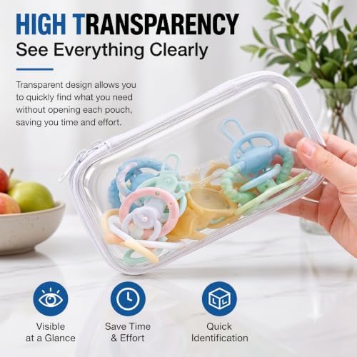 Clear Hard Shell Zipper Case, 6 Pack Diaper Bag Organizer Pouches Set - Image 2