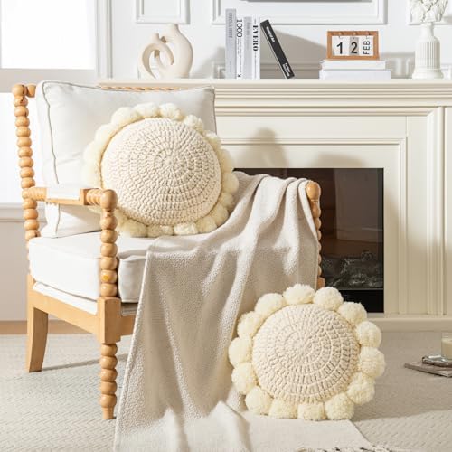 Boho Round Throw Pillow Accent Pillows by Unknown