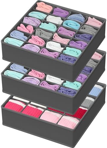 Simple Houseware Sock Drawer Organizer, 3 Pack, Dark Gray by SimpleHouseware