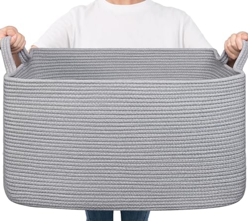 Goodpick Large Woven Rope Blanket Basket by Goodpick