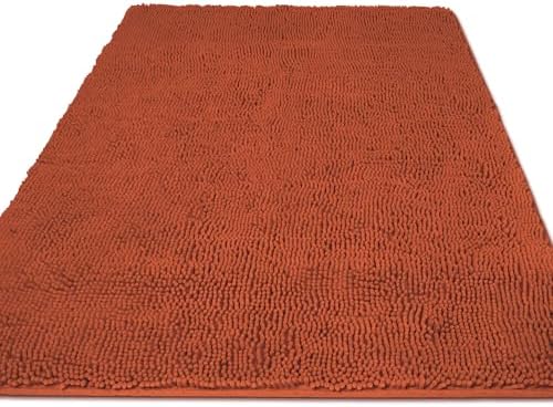 Yeaban Chenille Rust Bathroom Rug 36"x60", Non-Slip Rubber Backing by Yeaban