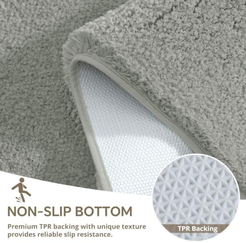 Polyester Bathroom Rug 24"x36" Gray, Non-Slip Soft Shaggy Bath Mat - Image 6