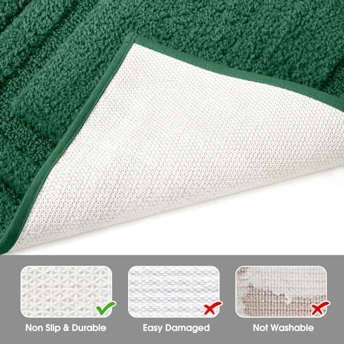 HOMEIDEAS Bathroom Rugs Sets 2 Piece, Non Slip Bath Mat Dark Green - Image 5