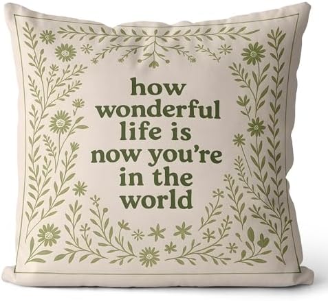 Sage Green Inspirational Floral Pillow Covers 18x18, Wildflower Nursery Decor by FISWAFYHomeDecoration