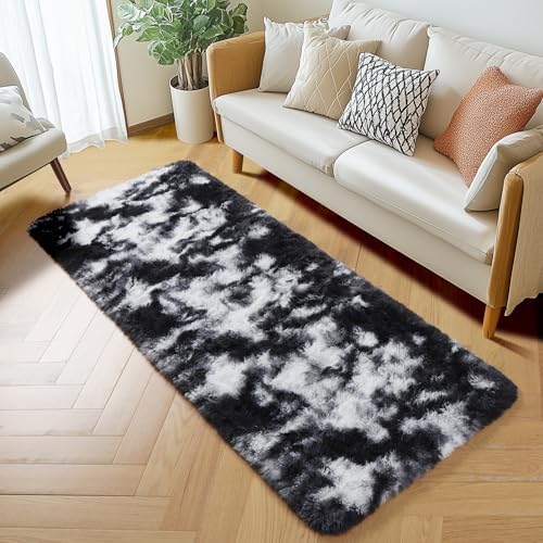 Amdrebio Black White Grey Runner Area Rug 2x6 - Image 3