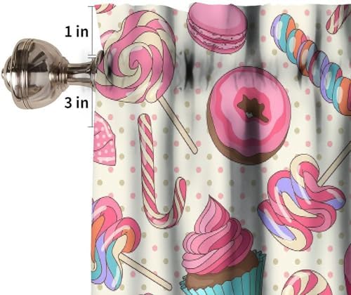 Dessert Valances Curtains Lollipop Candy Macaroon Cupcake Polka Dots Window - Image 3