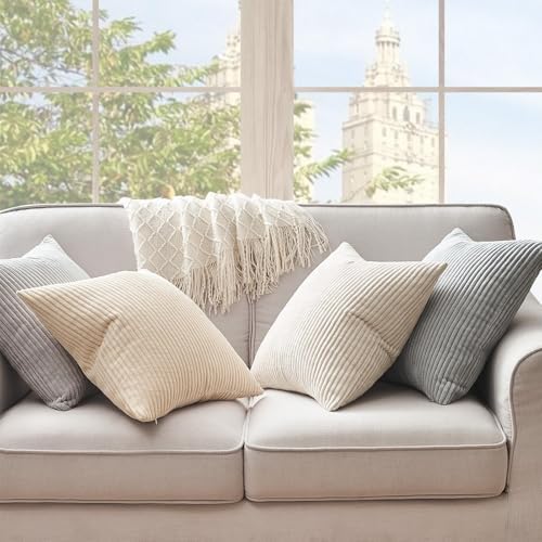 Topfinel 4 Packs Neutral Decorative Throw Pillows Covers 18x18 Inch - Image 6