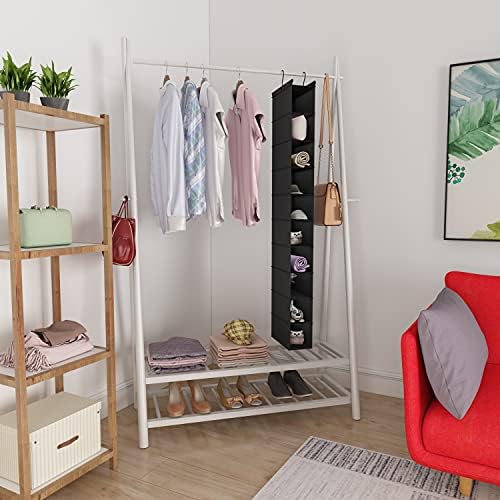MAX Houser 2 Pack 10 Tier Foldable Hanging Shoe Organizer Black - Image 7