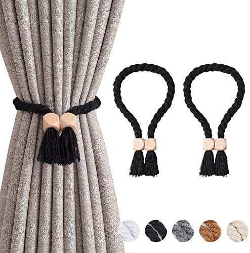 NICEEC 2 Pack Wooden Cube Magnetic Curtain Tiebacks Boho Home Decor Drape Tie by NICEEC