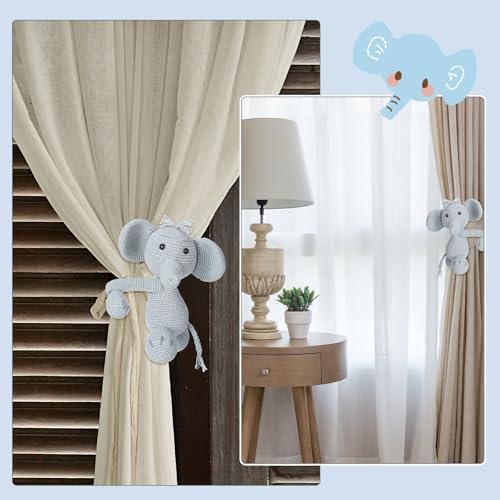 Moukeren Safari Animals Curtain Tie Back Elephant Shape Curtain Tie Back Jungle - Image 3
