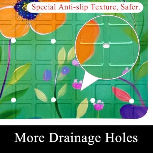 Bathtub Mat Non Slip 26.8x15.1In, Floral Bath Mat - Image 2