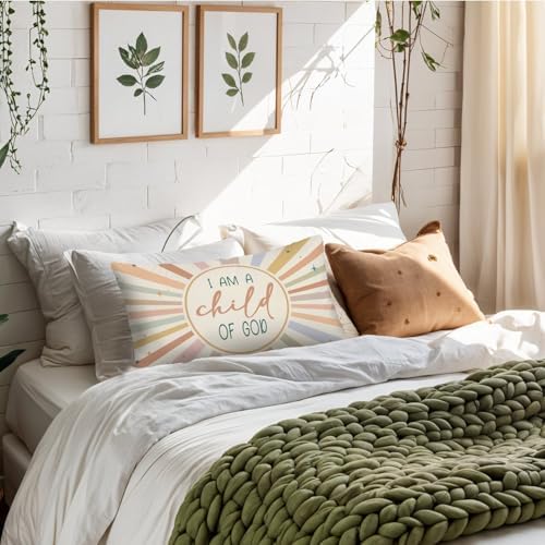 Boho Sun Christian Nursery 12x20 Pillow Cover, Christian Home Decor, I Am A - Image 2