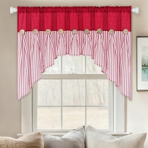 ASPMIZ Farmhouse Cotton Linen Swag Valances - Image 3