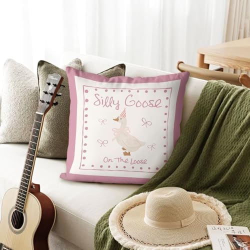 Pink Silly Goose Pillow Cover Toddler Girl Bedroom Decor - Image 3