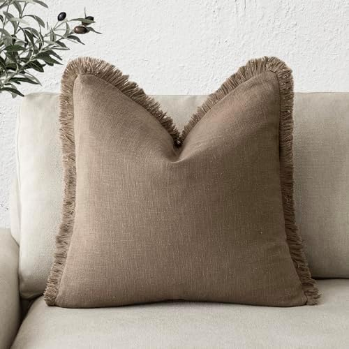Foindtower Decorative Linen Fringe Throw Pillow Covers Cozy Boho Farmhouse by Foindtower