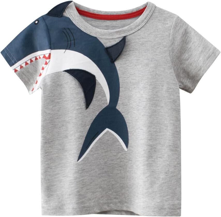 Boys' 4-Pack Excavator Short Sleeve Crewneck T-Shirts Top Tee Size 2-7 Years Toddler Boys' Value Pack Cotton T-Shirt