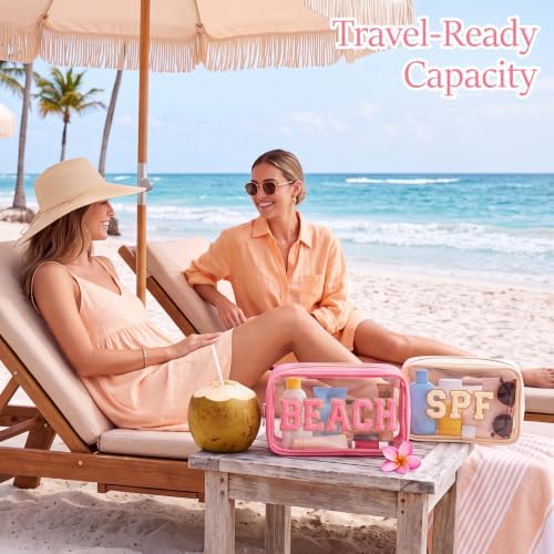 4 Pcs Beach Toiletry Bag Clear Chenille Letter Pouch Diaper Bag Organizer - Image 5