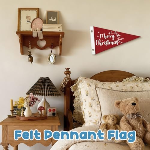 Red and White Christmas Decorations, Christmas Kids Room Decoration Felt Banner - Image 2