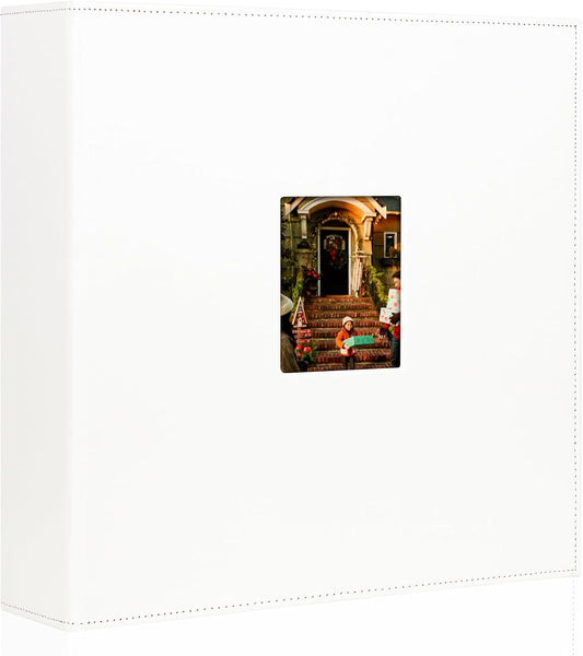 Aevdor 1000 Pockets Photo Album 4x6, Extra Large Capacity Leather Cover Wedding Family Picture Book Holds 1000 Horizontal and Vertical Picture, Acid-free Pages 4x6 Photo Album with Front Window, White