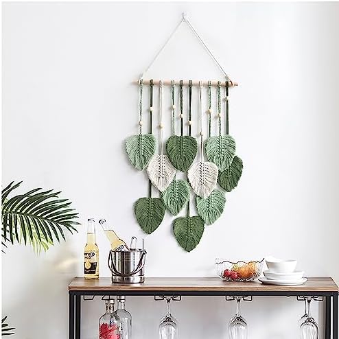MSFENG Wall Hanging Decor Leaves Tapestry Boho Wall Decor Woven Feather - Image 4