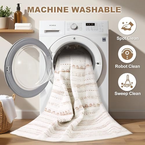 Nakagishi Runner Rug Kitchen Washable Rugs: 3x8 Non-Slip Boho Soft Modern Stain - Image 2