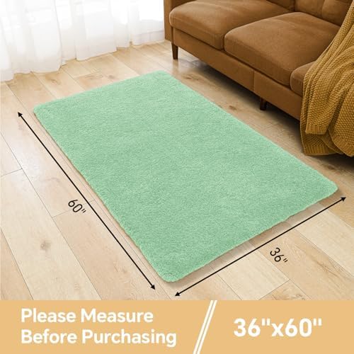 Polyester Bathroom Rug 36"x60" Light Green, Large Soft Bath Mat - Image 2