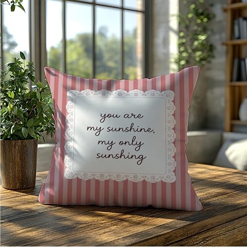 You are My Sunshine Pink Striped Pillow Cover 18x18, Nursery Girls Room Decor - Image 5