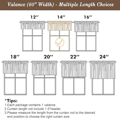 Chyhomenyc Gold Valance for Windows, Light Filtering Faux Linen Textured Small - Image 5