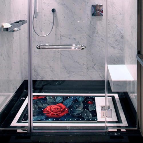 Bathtub Mat Non Slip 26.8x15.1In, Roses Leaf Bath Mat - Image 6