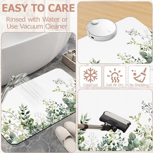 Non Slip Bath Mat, Watercolor Eucalyptus Leaves Bathroom Decor - Image 6