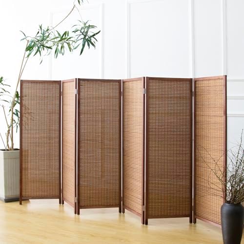 Furnnylane 6 Panel Short Room Divider Screen, Small Bamboo Panel Divider by Furnnylane