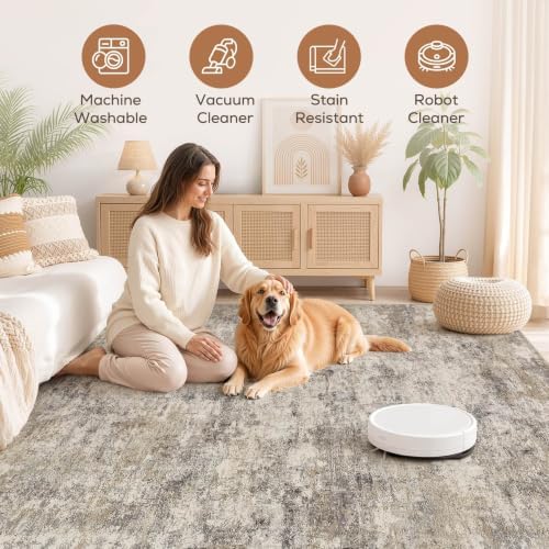 Nakagishi Boho 7x9 Area Rug Living Room Rugs Machine Washable Brown Grey - Image 3