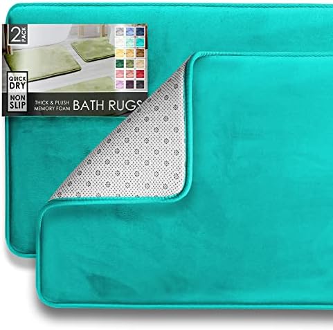 Clara Clark 2 Piece Bathroom Rugs Bath Mat Set, Velvet Memory Foam Bath Mats by ClaraClark