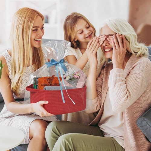 Cute Red Gift Basket, Woven Baskets - Image 3