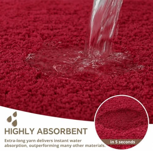 Polyester Bathroom Runner Rug 24"x72" Red, Soft Shaggy Bath Mat - Image 5