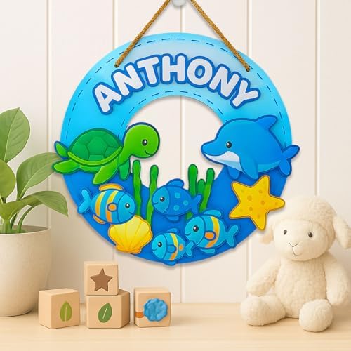 Ocean Friends Round Personalized Wooden Sign - Image 3